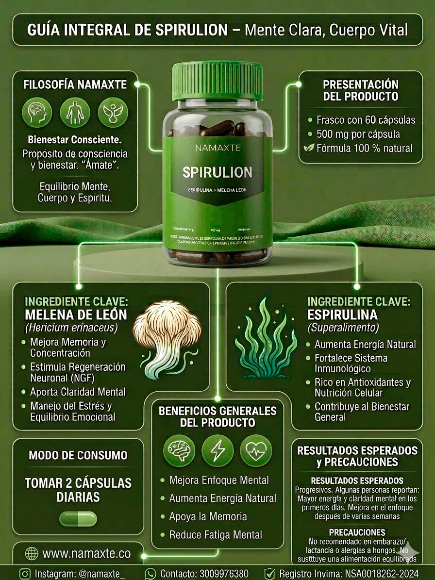 Presentación del producto Melena de León + Espirulina